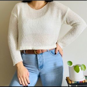 Forever 21 Knit Sweater Crop Off White Size M